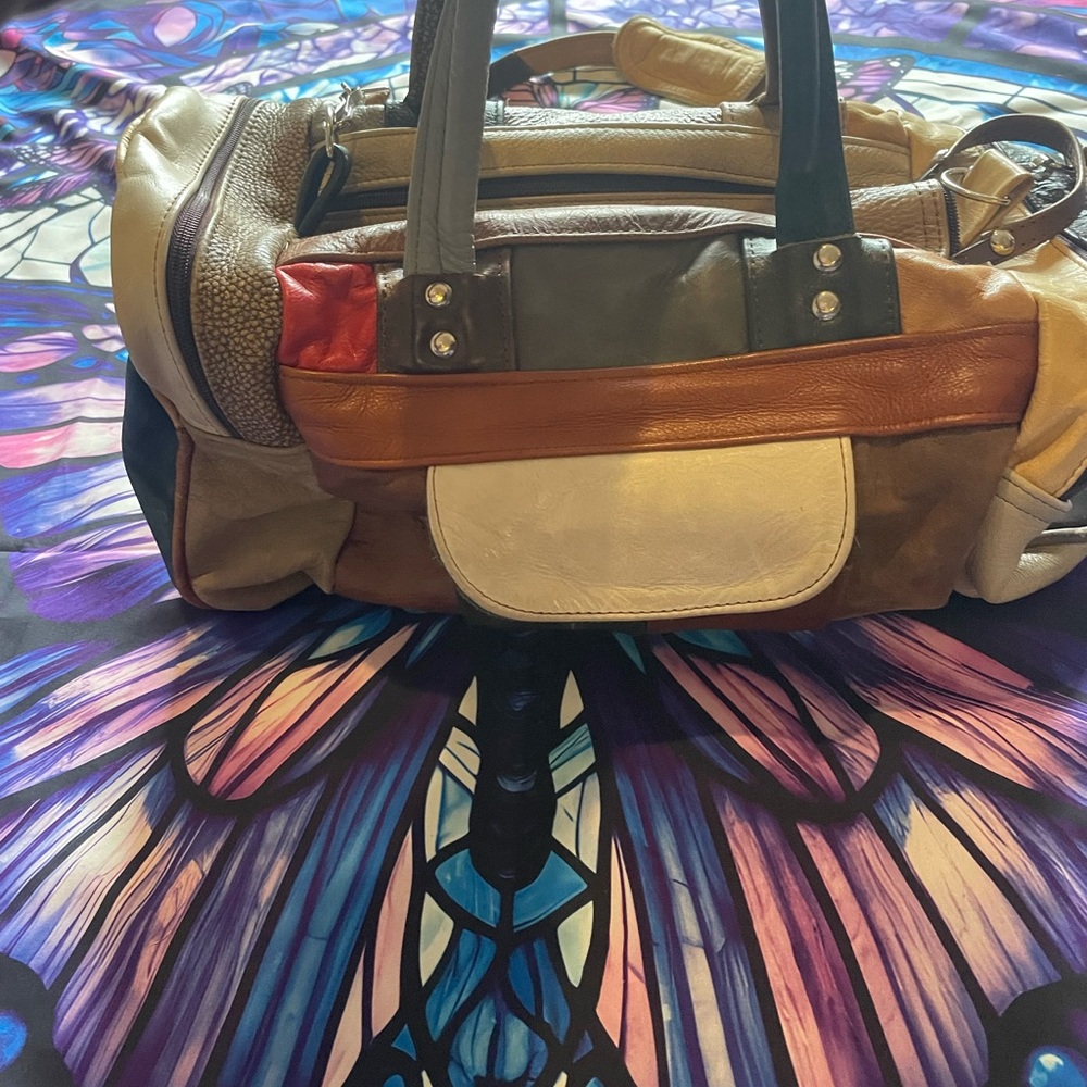 Multicolor High Quality Leather Patchwork Handbag - image 1